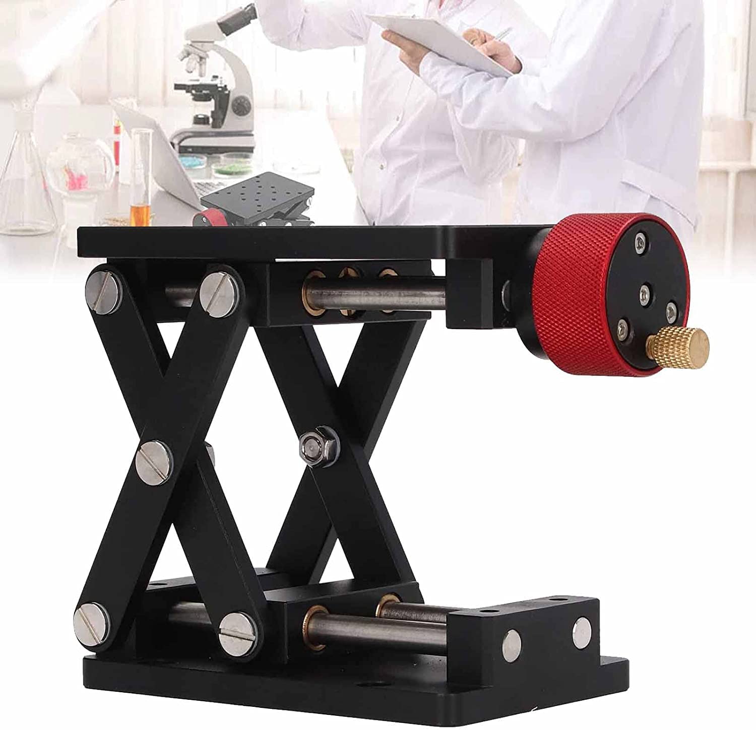 Kadxyan Lab Jack Scissor Stand Platform, Lab Lift Stand Table, Scientific Scissor Lifting Jack Platform,Expandable Lift Height for Physical, Chemical