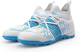 Chuteiras unissex chuteiras, local multiuso MG/TF, chuteiras de futebol leves e respiráveis para mulheres, chuteiras de futebol de menino grande, adequado para vários locais (Color : Blue TF, Size
