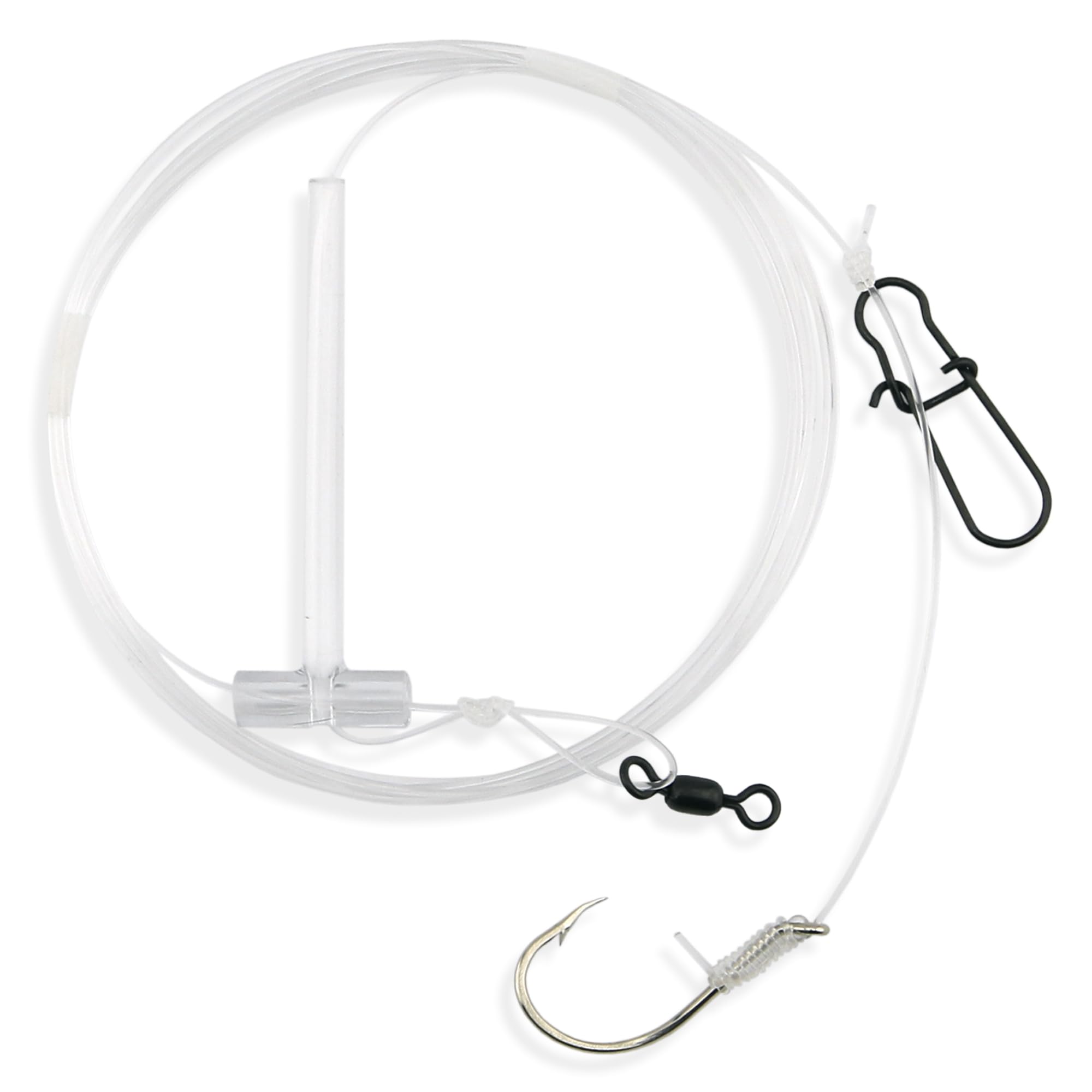 Aqua-Clear Dropper Rig Fishing Rig, Striped Bass Rockfish Setup, 3/0 Nickel Octopus Hook with Swivel, 60 lb Mono Line 5 ft, T-Standoff : Sports & Outdoors