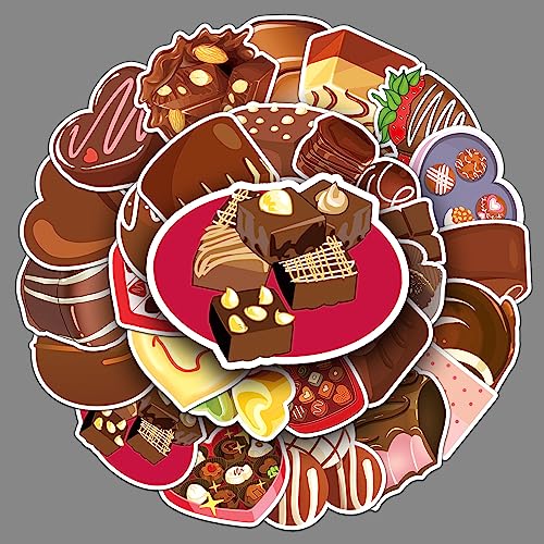 Chocolate Stickers 50Pcs Waterproof Black Food Stickers for Laptop Water Bottle Scrapbooking...