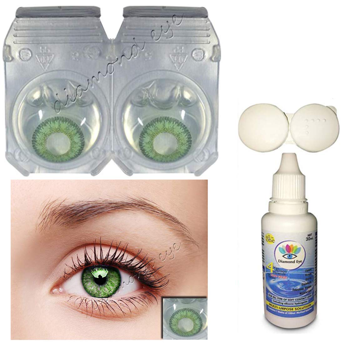 Diamond Eye Color Monthly Disposable Contact Lens With Lens Solution (Green) (B0836YBS11) Amazon Price History, Amazon Price Tracker