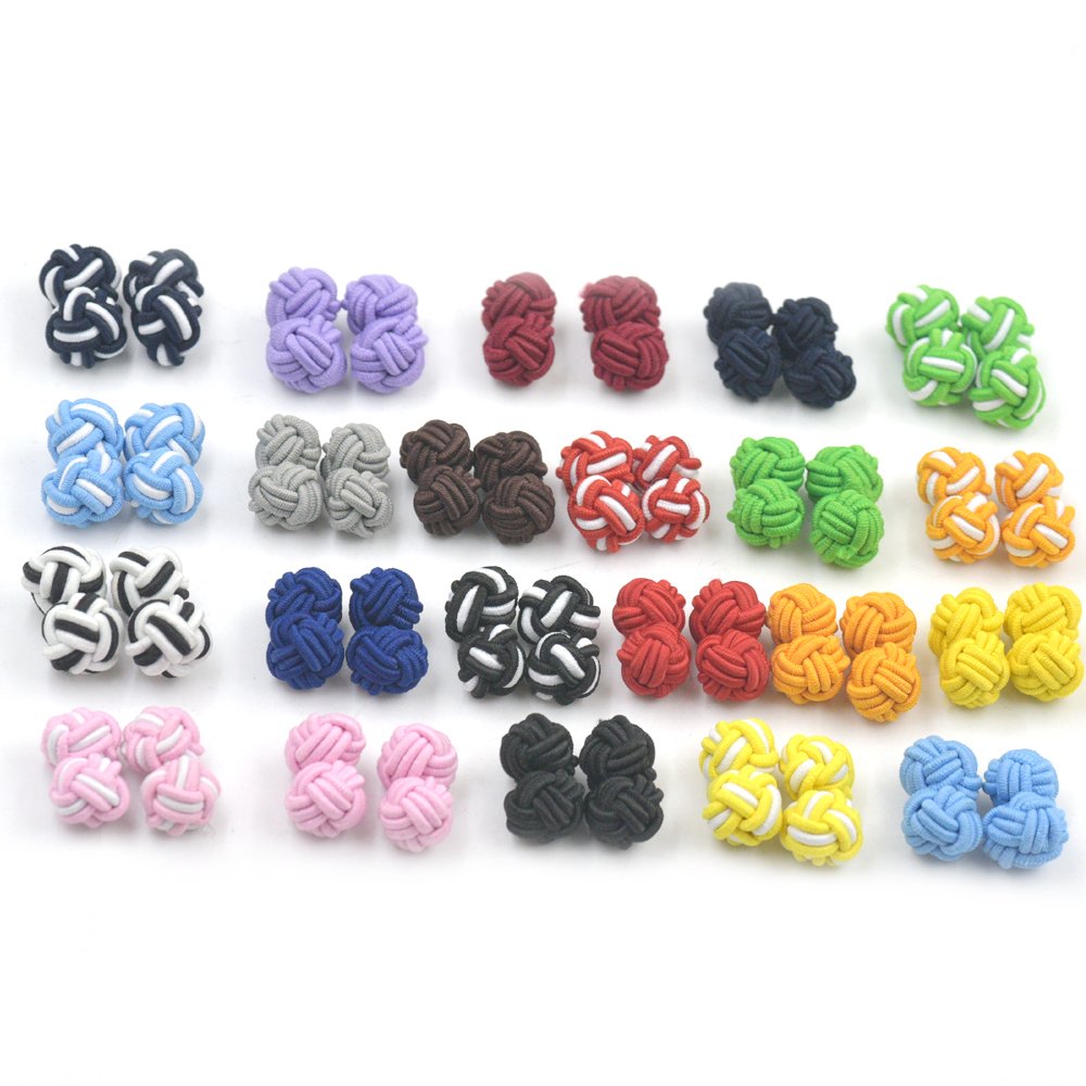 Fujiyuan 10 Pairs silk knot Cufflinks Cuff Links Cool Color random send