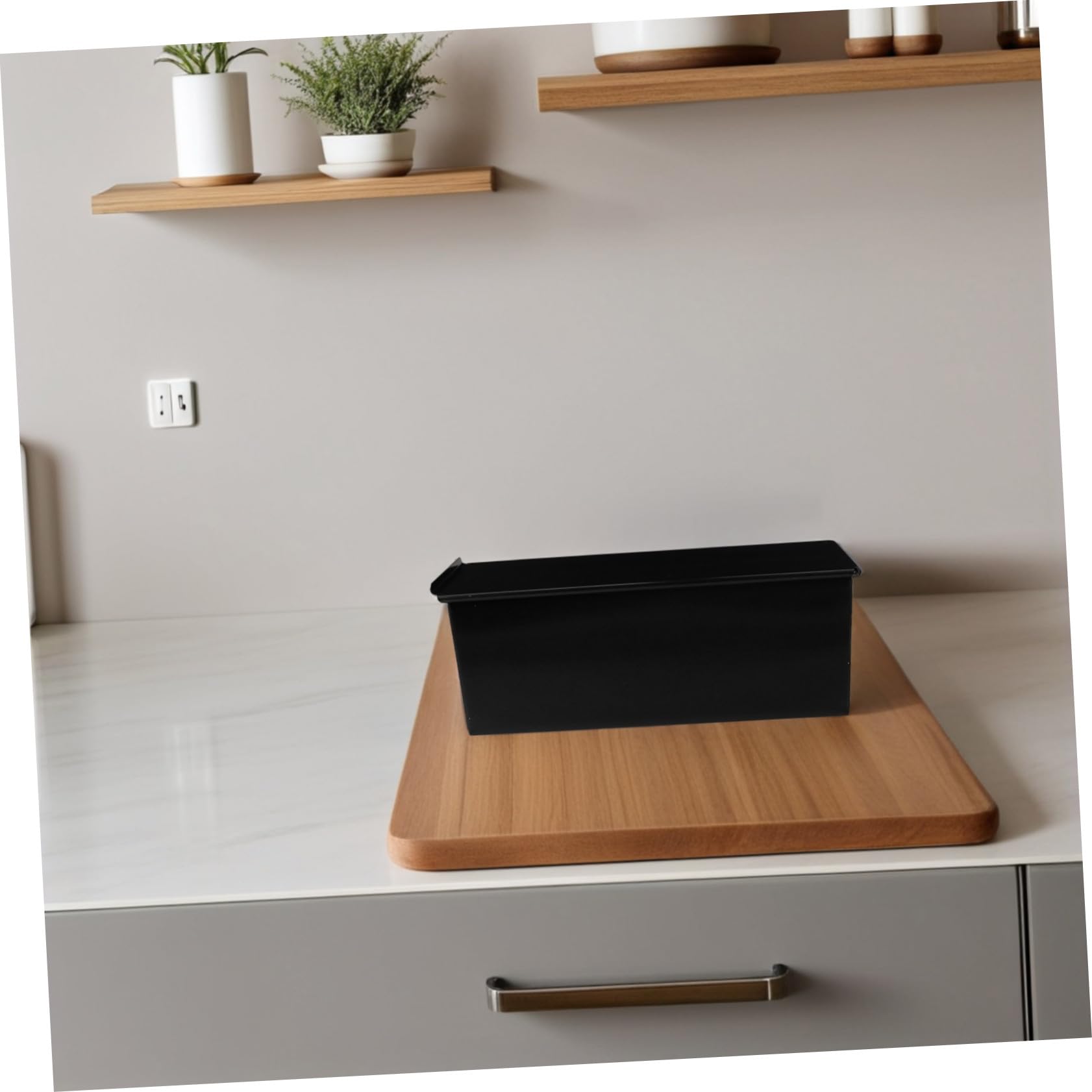 Homoyoyo Moule à Noir avec Couvercle Coulissant Plat à Gâteau Antiadhésif pour Cuisson Maison Résistance Haute Température