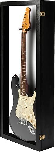 Miniatura 8 de PENNZONI Vitrina de guitarra eléctrica, estuche acrílico montado en la pared con marco de madera dura y fieltro blanco