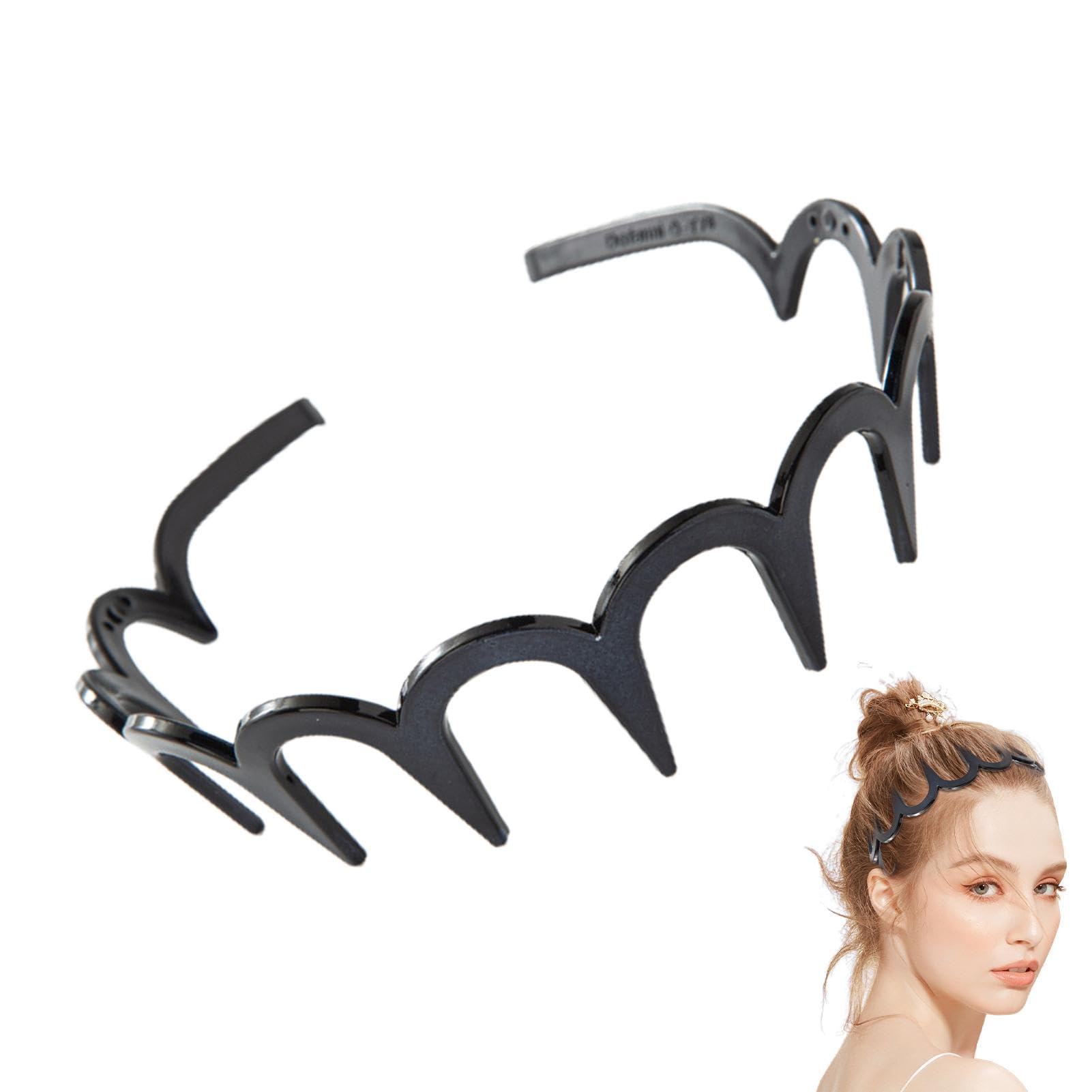 Lot De 5 Bandeaux Peigne Serre-tête - 2 Cm De Large - Accessoire Cheveux Noir Pour Femmes/filles - 7