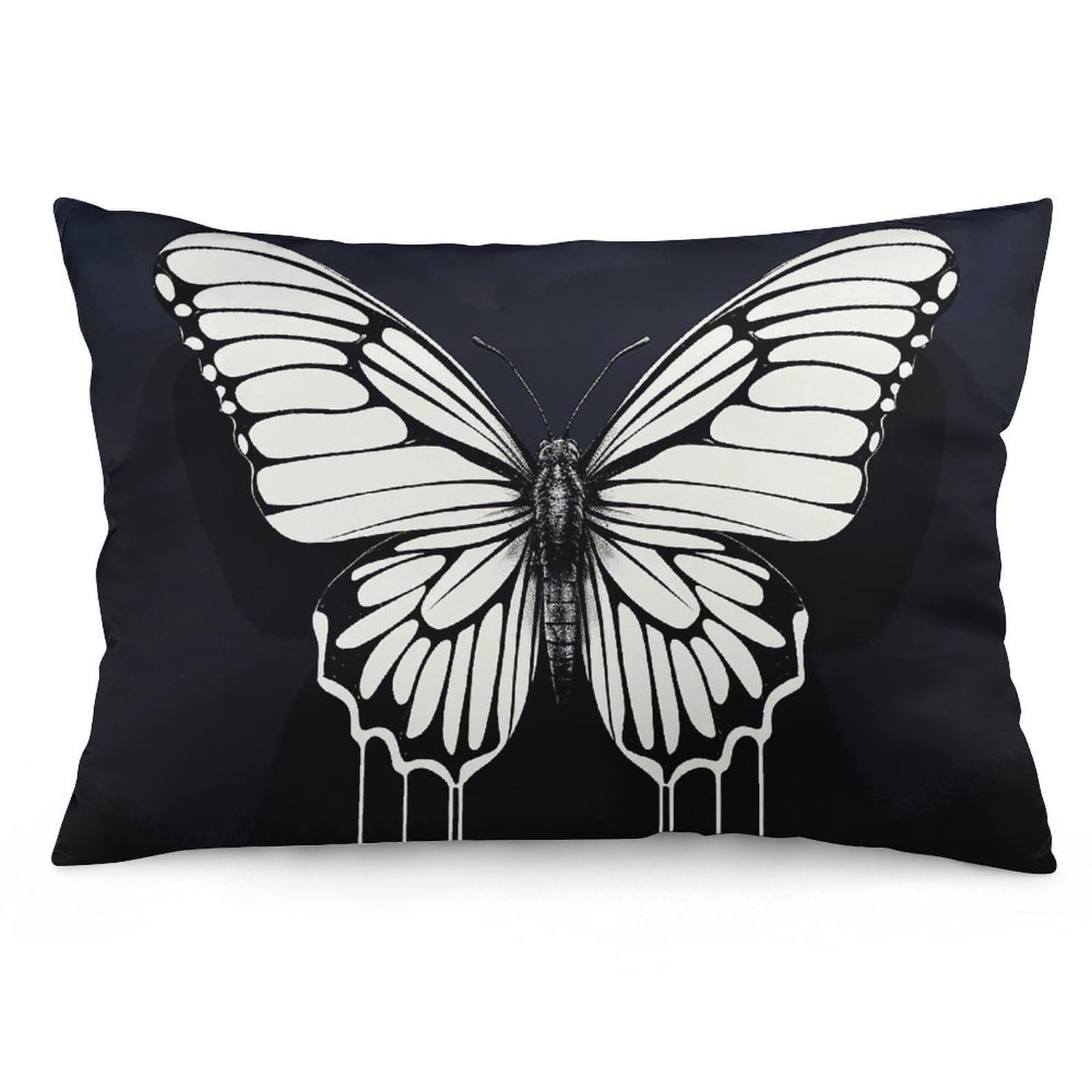 NONHAI 2 Pack Pillow Cases for Hair and Skin, Soft Breathable Pillow Case Covers with Hidden Zipper, A Black and White Butterfly Pillowcase 12 "x20 Pillow Covers for Sleeping Gift