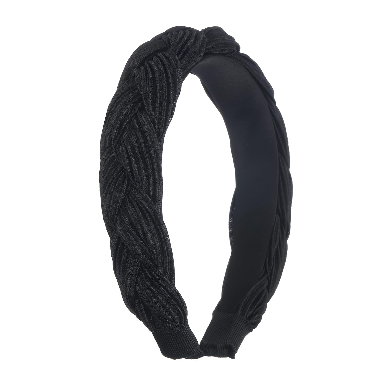 Madison Tyler Thick Headbands for Women | Wide Black Velvet Braided Cute Handmade Makeup Hair Band for Girls Thin Hair | Skincare and Boho Spring