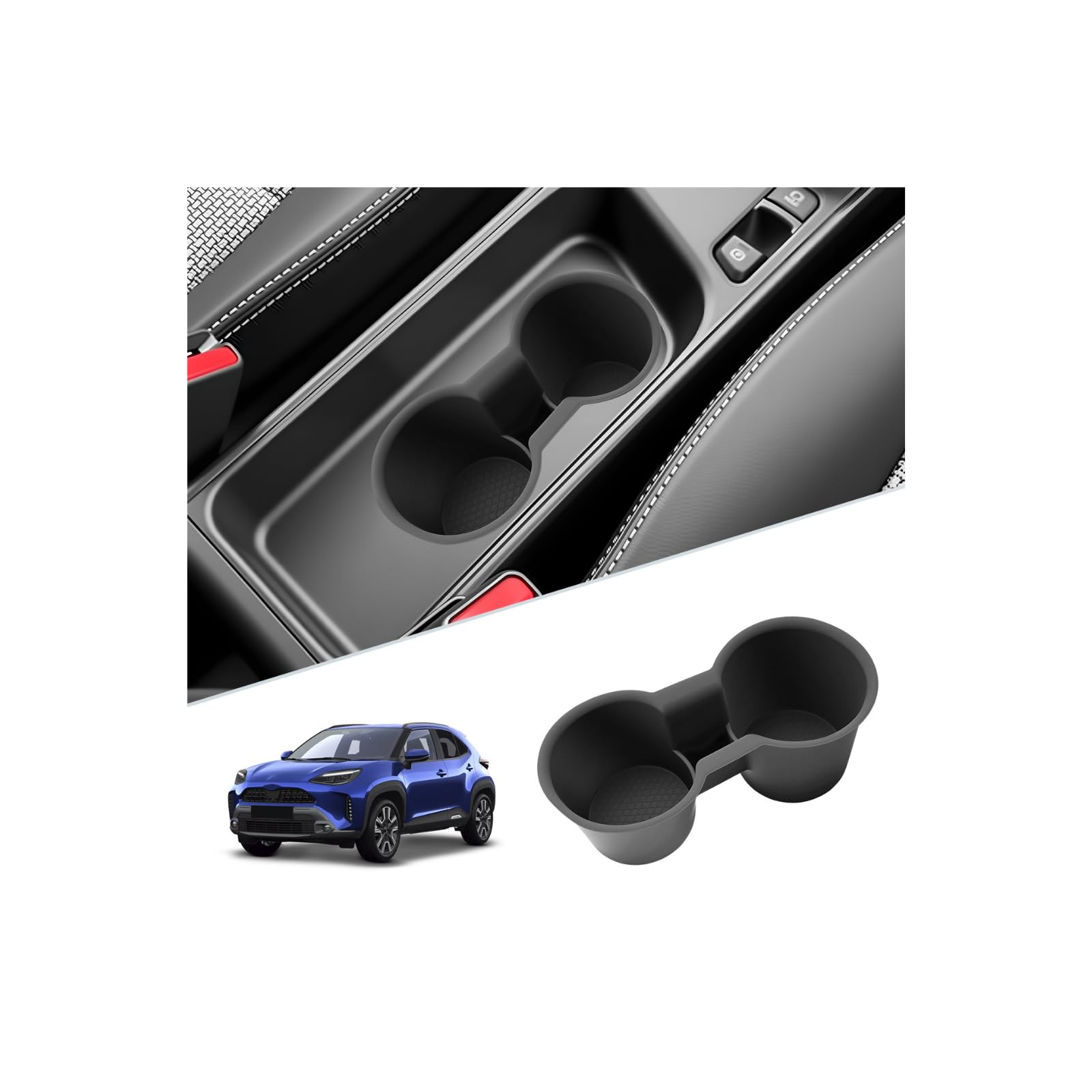 SKTU Console centrale porte-gobelets Compatible avec Toyota Yaris Cross 2021-2025 2026, tapis porte-gobelets Auto Cup Holder pour Yaris Cross 2025 Accessoires (TPE)