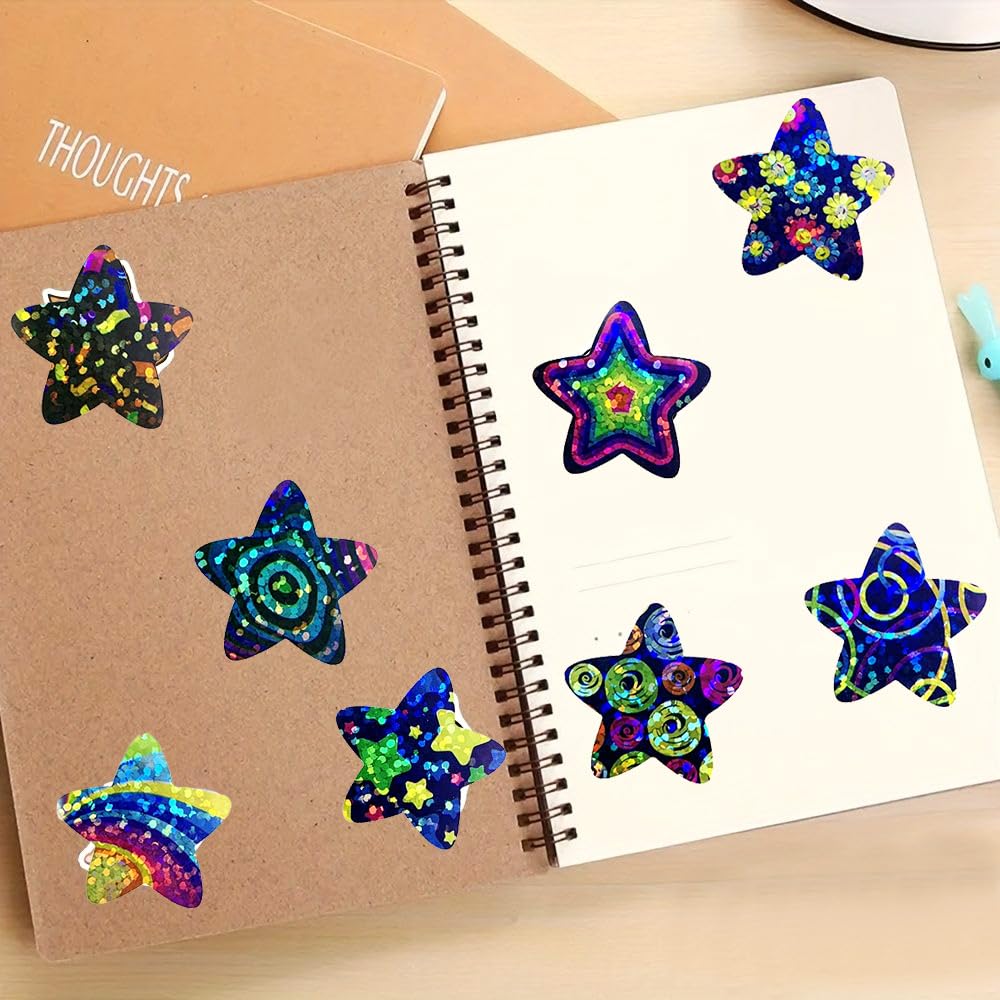 500pcs Glitter Star Stickers for Kids Reward - Colored Sparkly Holographic Shiny Blue Stars Roll for Envelope Seal, Behavior Chart Labels - Teacher Supplies - Image 5