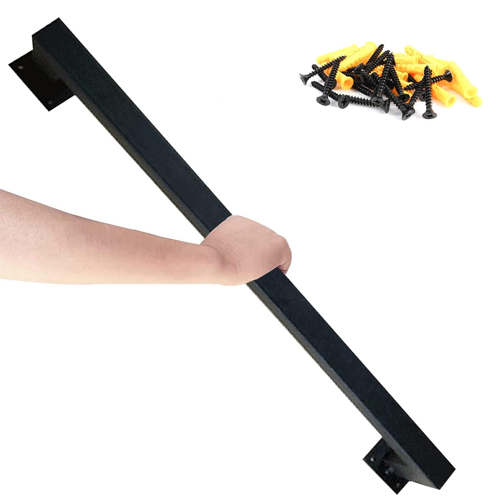 Black Wrought Iron Handrail, Outdoor Indoor Grab Rail, Stairs Handrail Banister Railing Support Rod Kit, Wall Balustrade Foot Rail Support Handle Safety Bar(13ft/390cm)