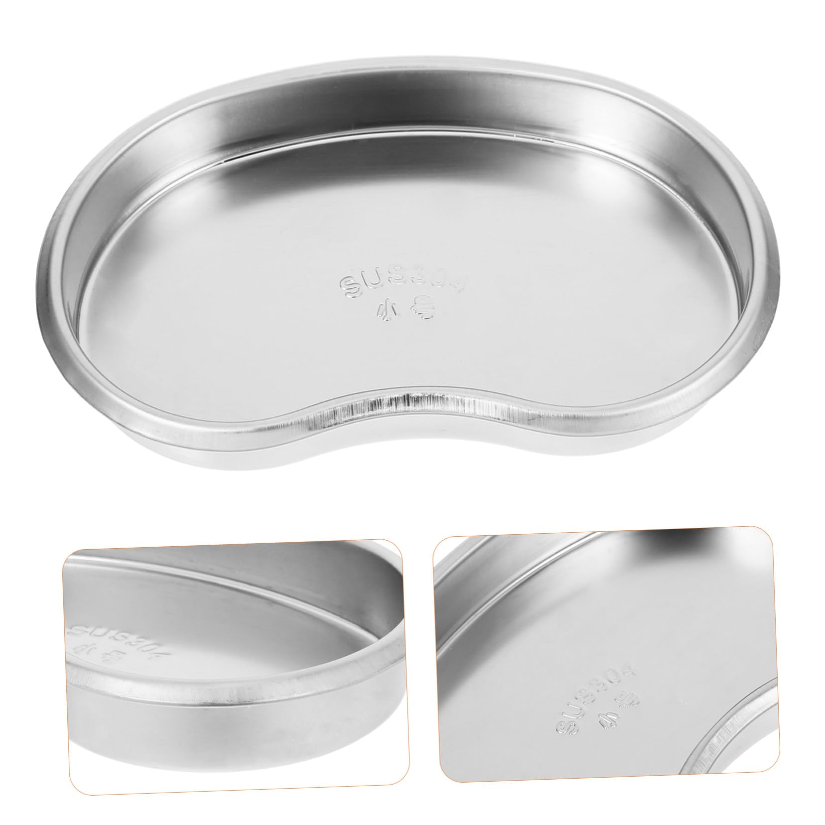Cabilock Bandeja Oval de Acero Inoxidable Resistente Costuras para Instrumentos Médicos Reutilizable y Prueba de Fugas para Uso Clínico y Quirúrgico de Pequeño