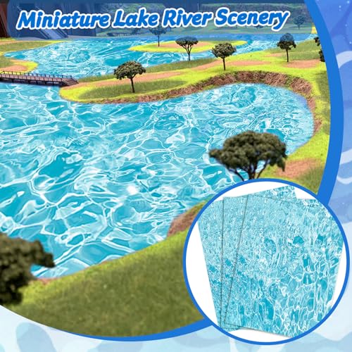 Warmtree 6 Pcs Ripple Water Sticker, Pearlescent Ripple Stream Sheet Self Adhesive Coated Paper Diorama Supplies for Miniature Lake River Scenery Sand Military Layout Model - Image 9