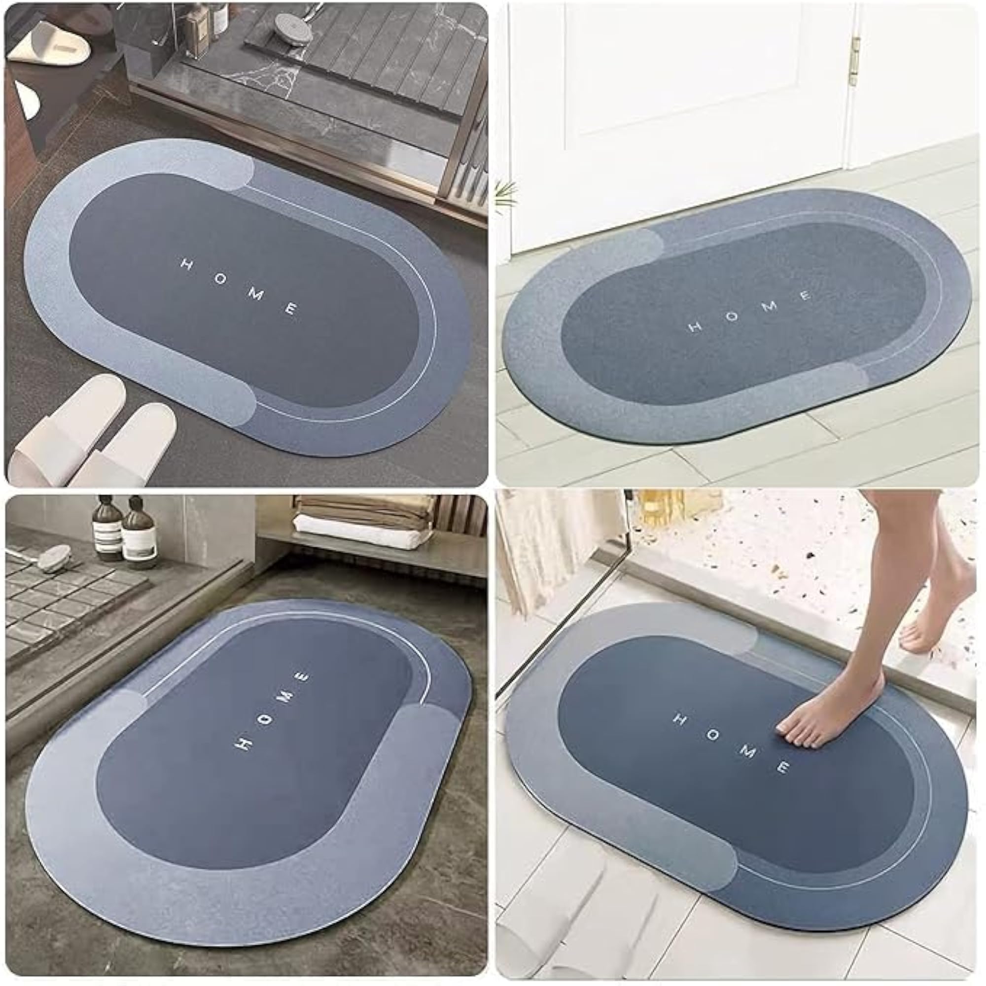 Rubber Backed Anti-Slip Bath Mat, Quick Dry for Home