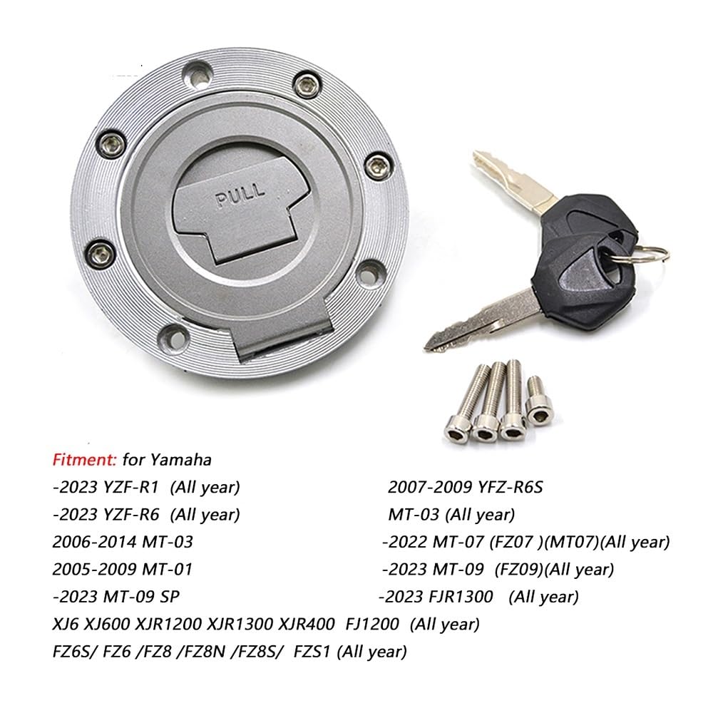 Combustible Tapa Tanque Ajuste para Yamaha YZF R1 R6 R1M R1S MT07 MT09 MT03 MT01 MT10 FZ1 FZ6 FZ8 FZ600 FJR1300 Tapa de tanque combustible llaves bloqueo Tapon Deposito Combustible