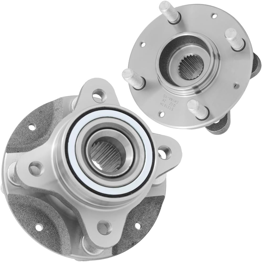 [2-Pack] 513161H - Front Driver and Passenger Side Premium Pre-Pressed Wheel Hub Bearing Assembly Compatible with 2000-2006 Honda Insight [4 Stud Hub]