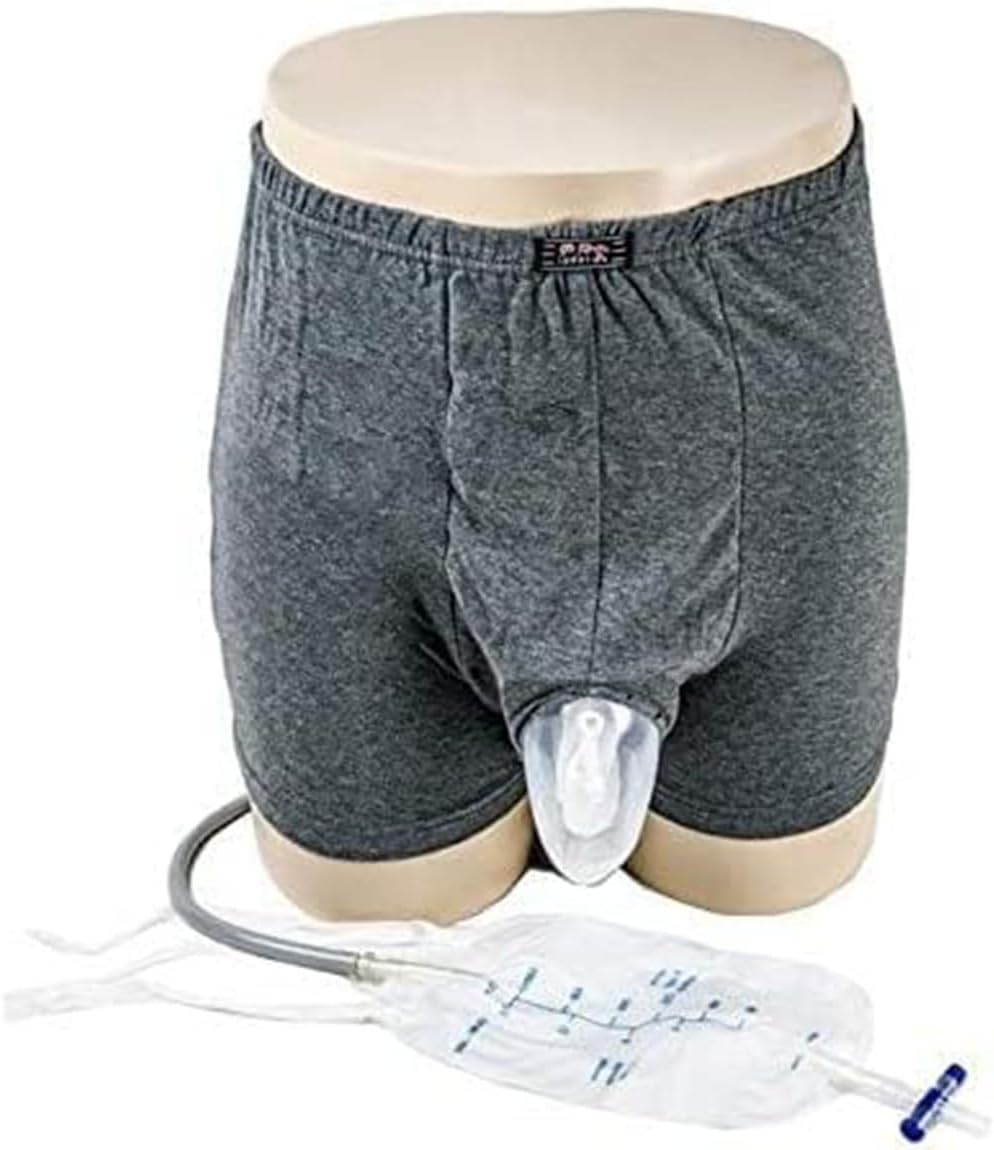 Male Urinal, Urinal Pee Holder, Reusable Wearable Men's Urinal with Elastic Waistband,Collection Urinal Bag with Two 500ml Urine Collection Bag,Medium