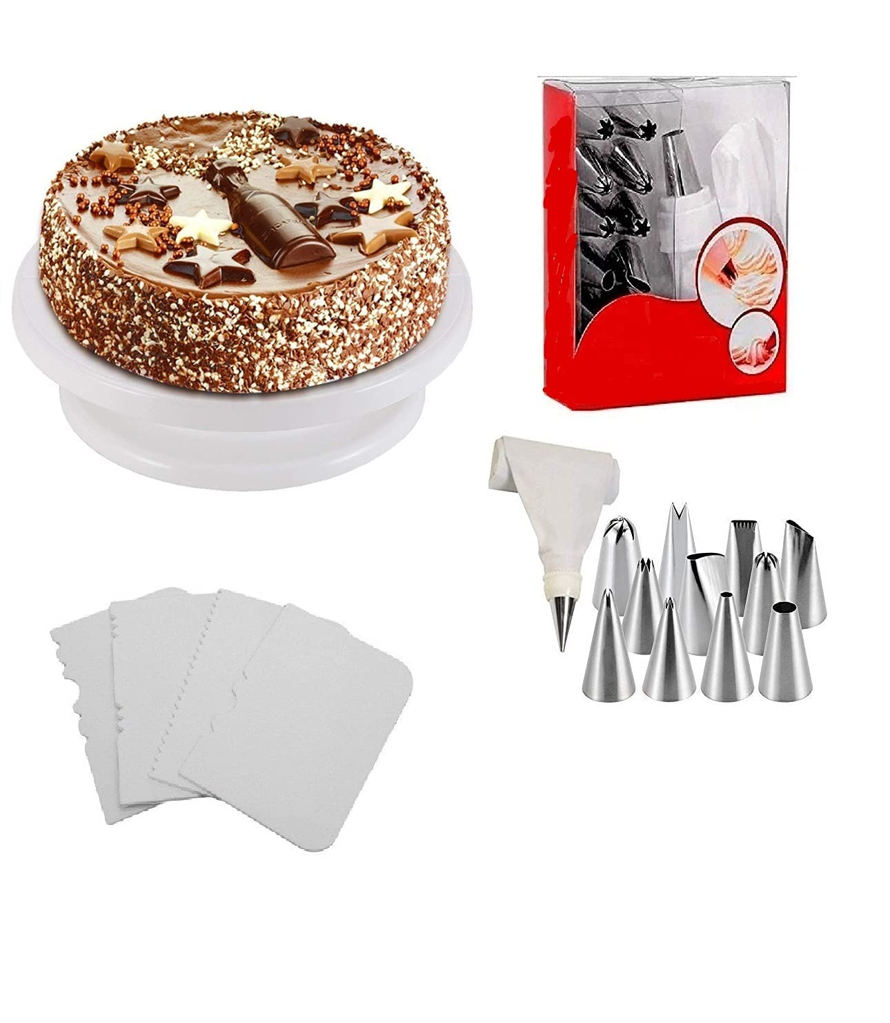 Buy BlackVilla 3 in 1 Revolving Cake Decorating Turntable, 4 Pcs