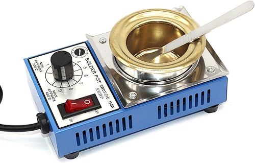 Miniatura 2 de Olla de soldadura sin plomo de 1.969 in 110 V 150 W con capacidad de 17.64 oz y raspador de pasta de soldadura BGA para soldadura y baño de soldadura
