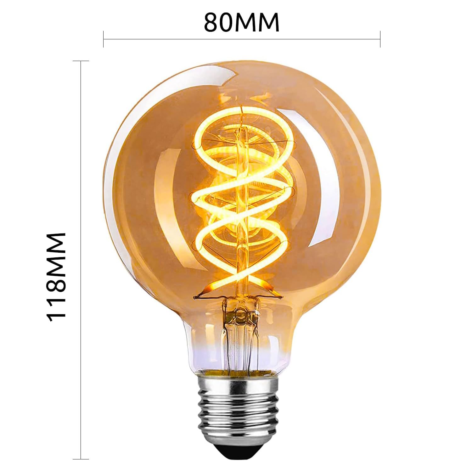 Lampadina Vintage E27, Lampadine e27 luce calda dimmerabile 4W E27 Lampadina LED Edison Vintage ideale per l'illuminazione nostalgica e retrò nel bar di casa, vetro ambrato - 6 pezzi（G80 SLX）