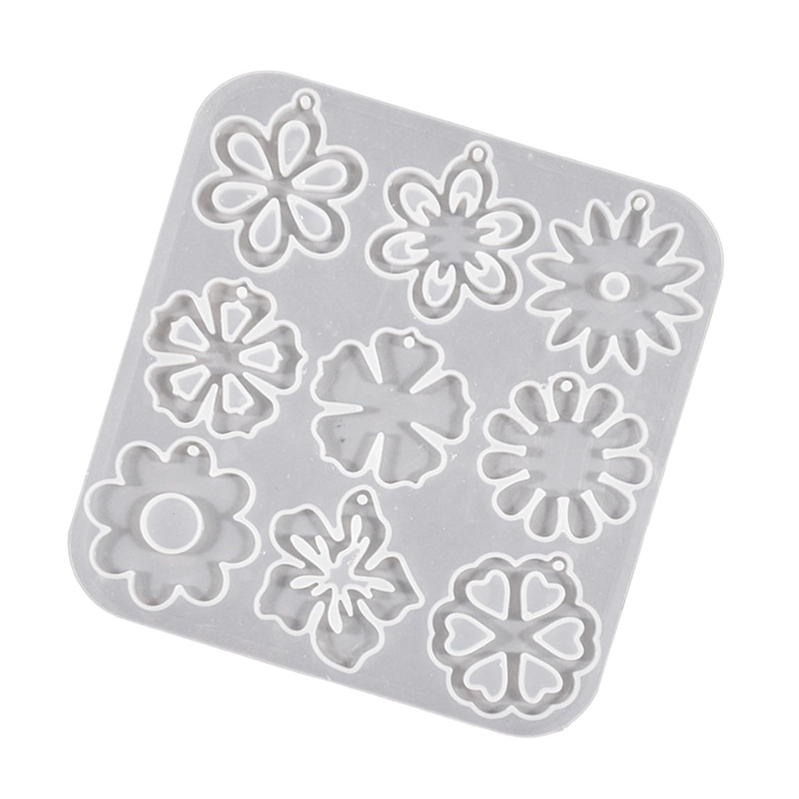 alloneslife Sturdy Clear Silicone Pendant Molds for Resin Jewelry Making and Decorative Keychain Accessories Silicone Flower Mold