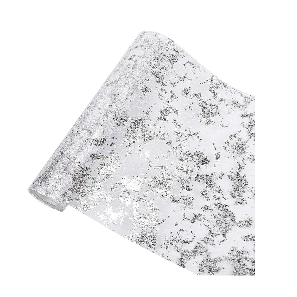 CTRLZS Silver Tablecloth Sequined Glitter Foil Metallic Silver Fine Mesh Tablecloth Suitable for Various Occasions