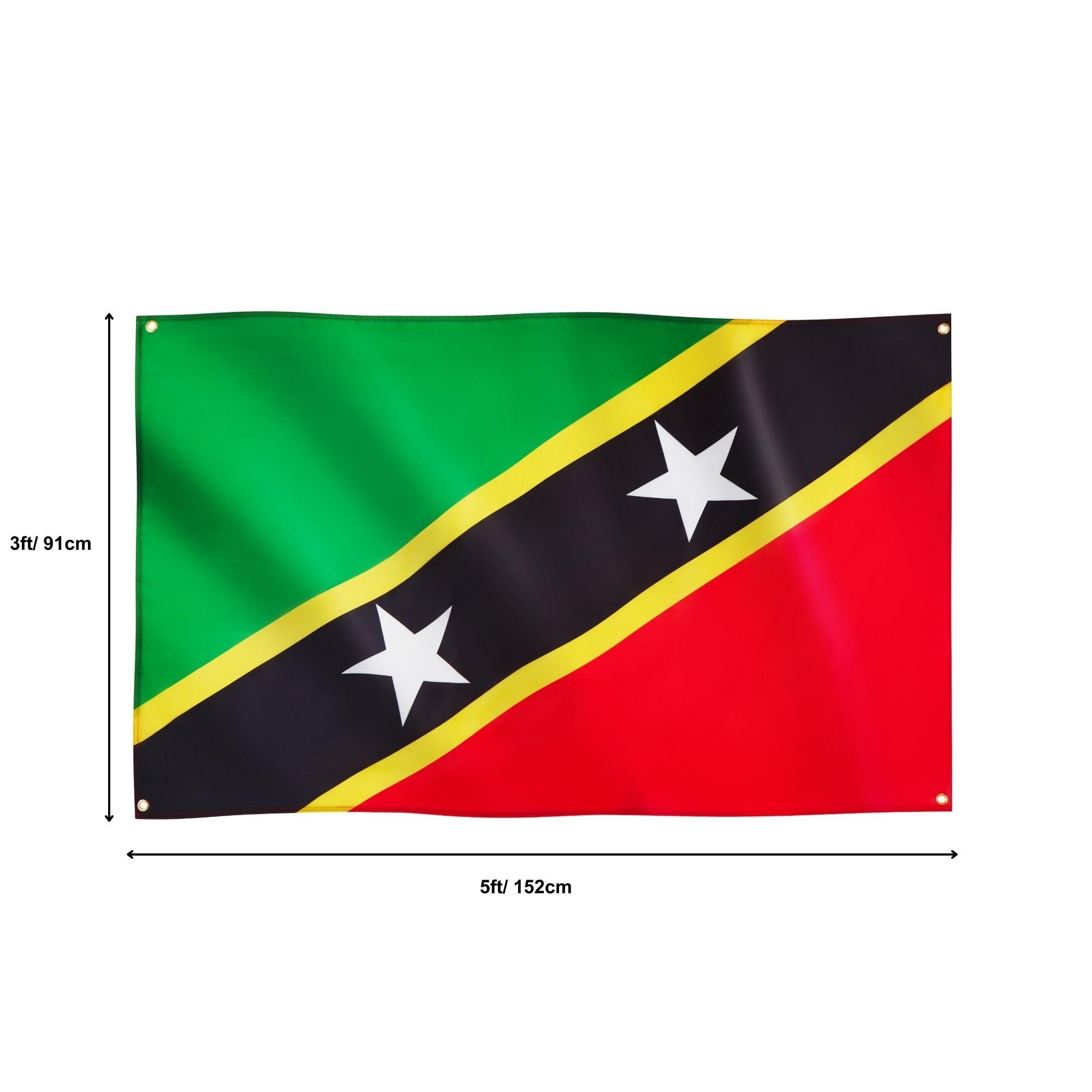 Runesol Saint Kitts and Nevis Flag, 91x152cm, 3ft x 5ft, 4 Grommets, Eyelet In Every Corner, Caribbean Flag - Image 2