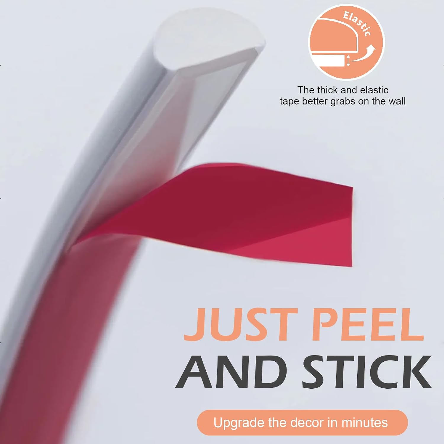 Peel and Stick Wall molding, 10 ft Flexible Peel and Stick Chair Rail Panel Molding Self-Adhesive Wall Trim for Backsplash Tile Edge Border