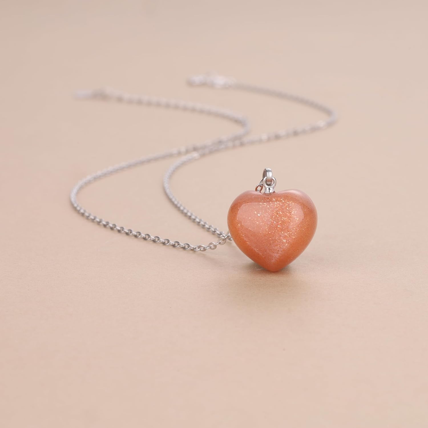 COAI Women's 925 Sterling Silver Necklace, Sunstone Crystal Pendant Heart Necklace for Women - Image 5