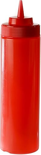 Miniatura 3 de Paquete de 4 botellas de plástico rojo de 24 onzas para condimentos, salsas, aderezos, artes y manualidades, salsa de tomate, mostaza, aceite,