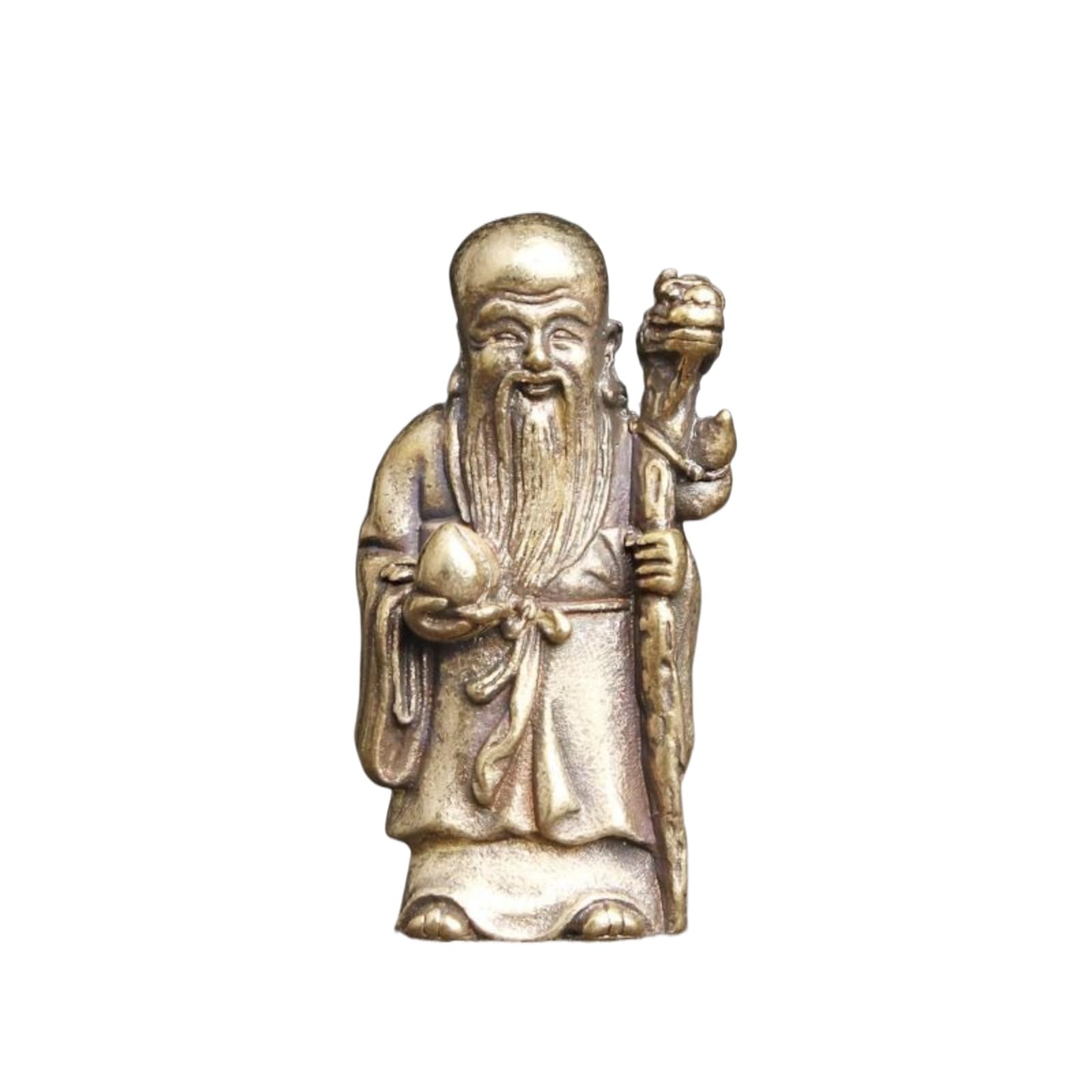 Aottsd Peach Feng Shui Shou Xing Longevity Statue, 53Mm Chinese Longevity Holding