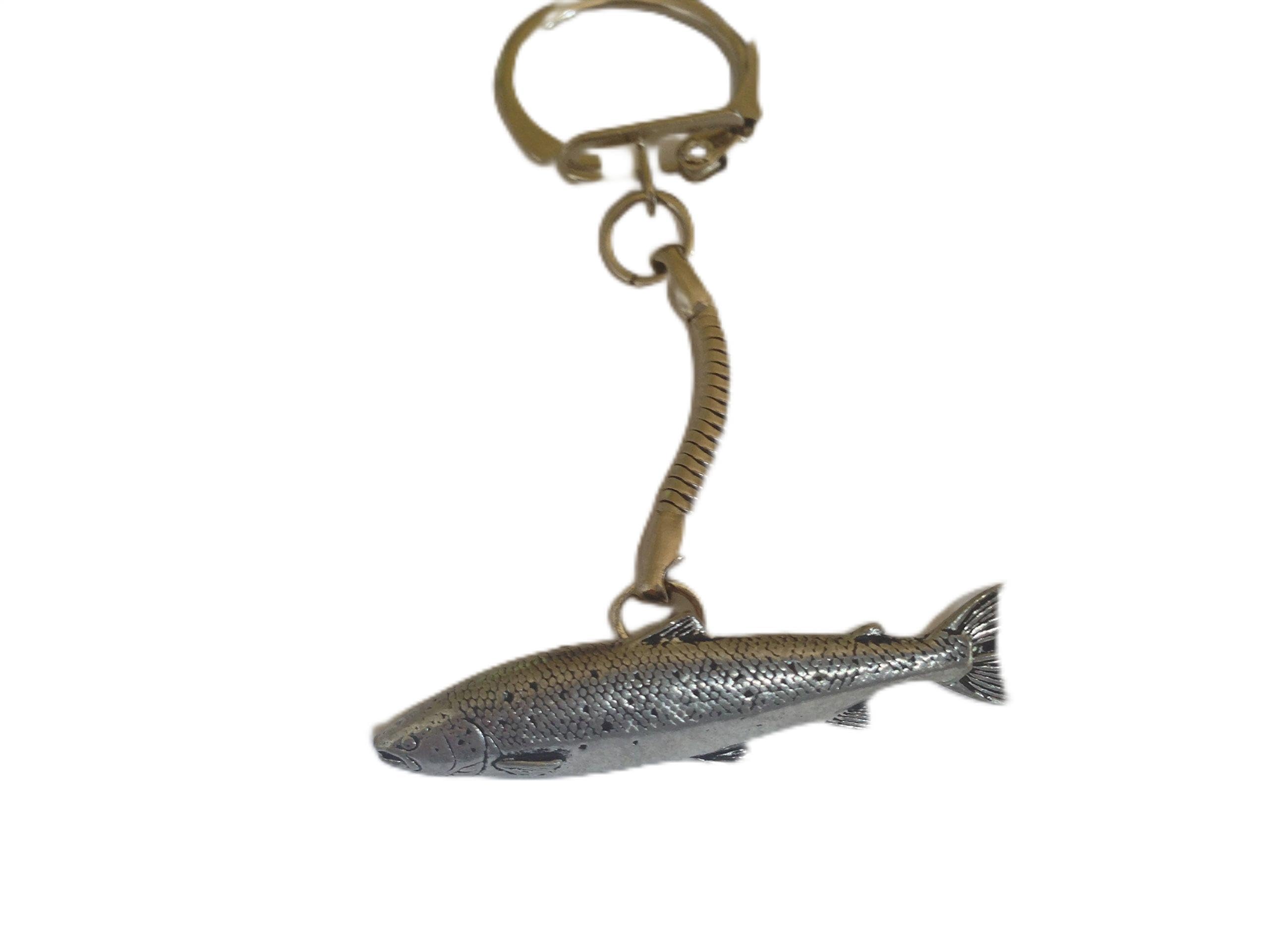 Prideindetails Silver F32 Atlantic Salmon Made Of Fine English Pewter On A Snake Keyring Handmade With Gift Packed Handmade In Sheffield