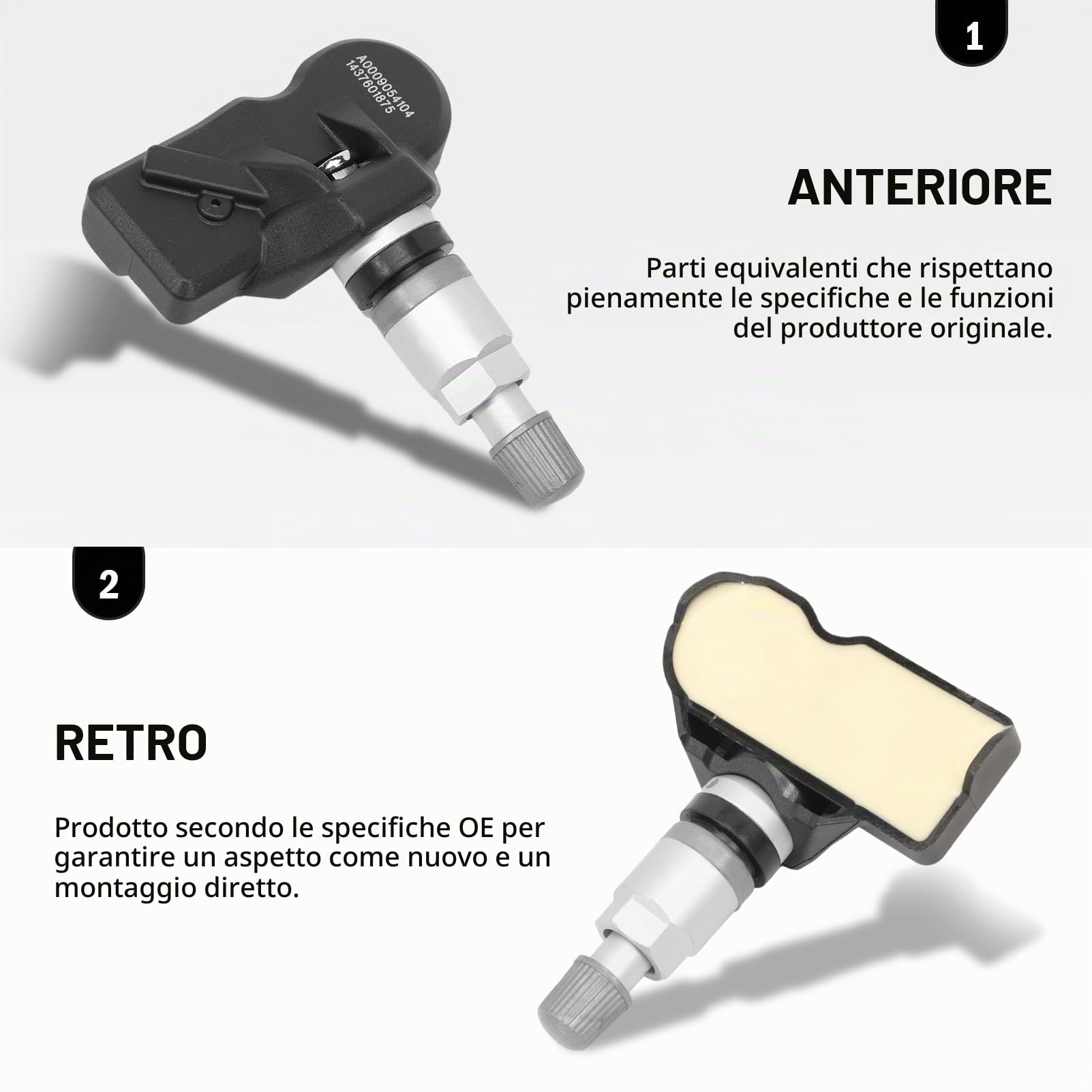 4x TPMS RDKS Sensore Controllo Pressione Pneumatici per Classe A W177 AMG, B, CLA, CLS W257, E W213 S213, G, GLA H247, GLB X247, GLE W167, Sprinter A0009054104