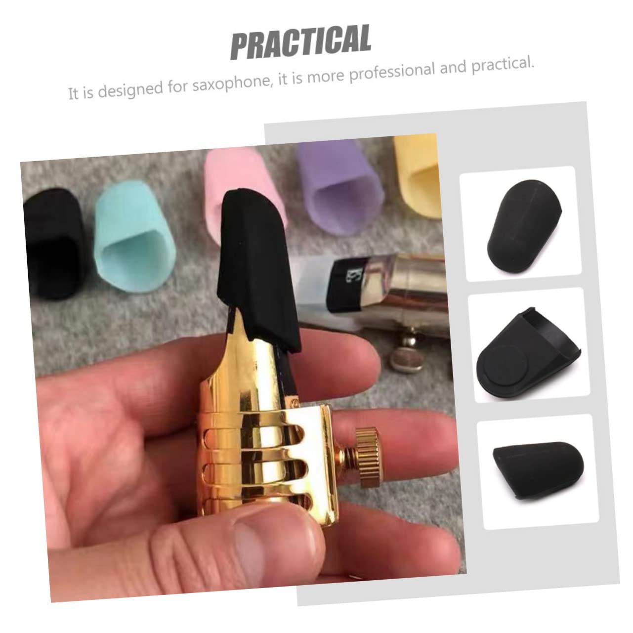 SUPVOX Saxophone Mouthpiece Cap Set Protective Cover for Sax Rubber Protective Case