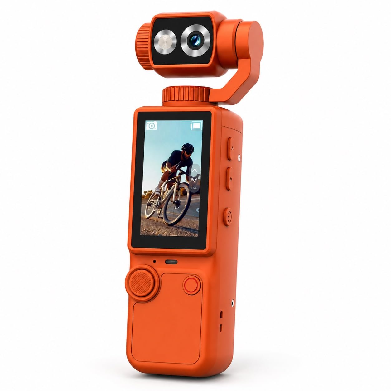 auto snap pocket gimbal camera 180° rotating vlogging camera with 2.0" ips touchscreen, fast focus with 32gb memory card 12mp photo, usb fast transfer, handheld video camera for content creation