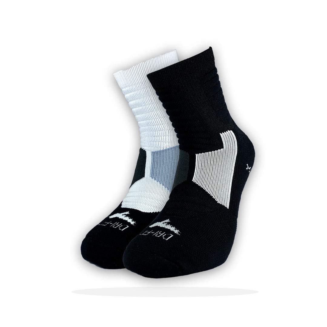 ELITE Performance cushioned Cycling and Running socks 2 PACK for autumn & winter ¦ Light compression Arch Support, Dri-Fit, sweat wicking sports sock for men & women. [REVELATION]