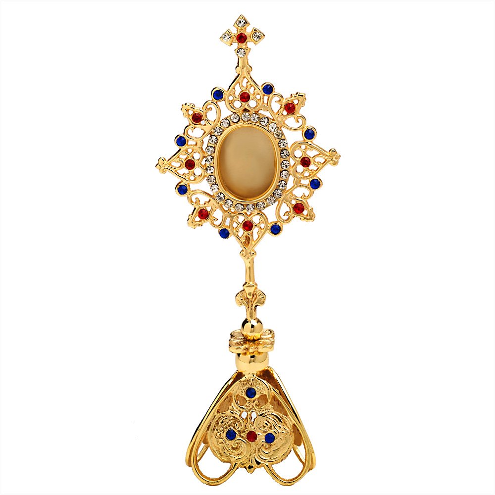 NKlaus Reliquiario Reliquiario ostensorio per altare casa lavoro monastero con pietre 25cm 2691