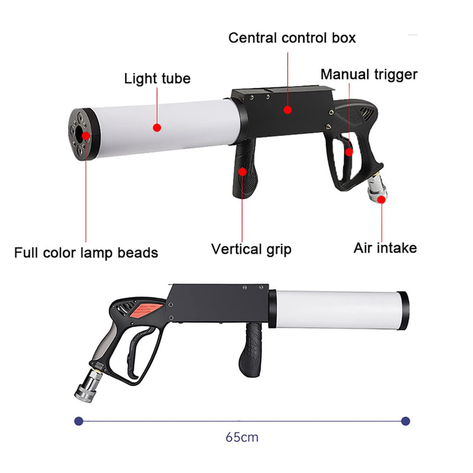 Pistola A Colonna D'Aria Co2 Portatile A Led (Spray 8-10M), Pistola Co2 Dj/Pistola Cannone Co2, Pistole Fumogene A Getto Co2, Per Discoteche, Feste Di Matrimonio, Concerti Dj Dal Vi-vo