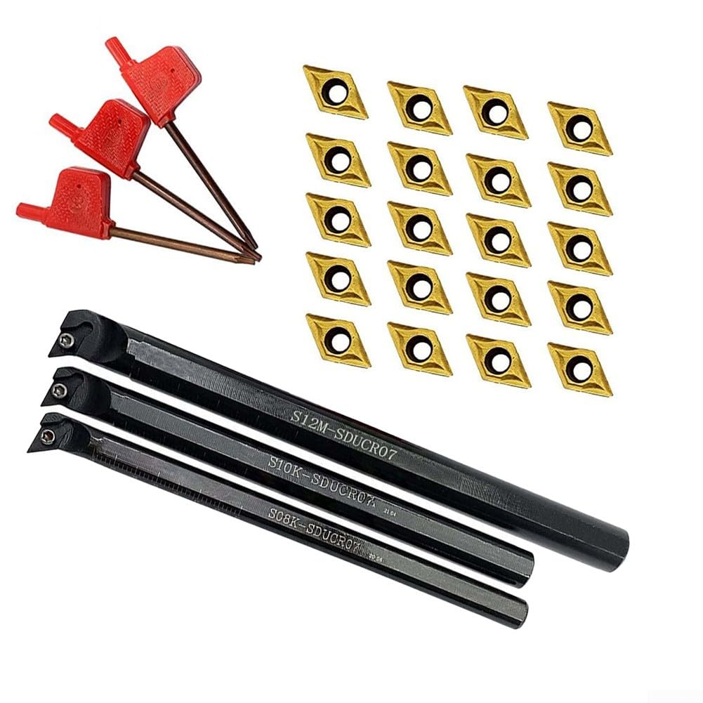 Lot de 3 barres d'alésage internes haute performance et 20 inserts pour une coupe efficace des matériaux