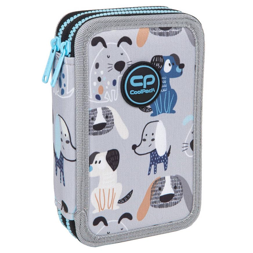 Estuche Escolar Coolpack Jumper 2 Grey Ball - Doble Compartimento, Con Lápices Y Rotuladores Incluidos, Color Gris