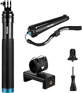 Miaoqian Bastão de selfie extensível portátil Monopé de liga de alumínio pólo ajustável com suporte de tripé para celular para smartphones e câmeras de ação