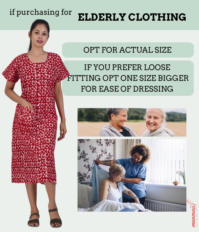 Image of MENMAII Women's [L-4XL] Full Open /Front Buttoned [a Kind of Adaptive Clothing] Multipurpose Nighty for Maternity /Pregnancy /Elderly /Patient /Feeding /Hospital Purpose Nighty Calf Length