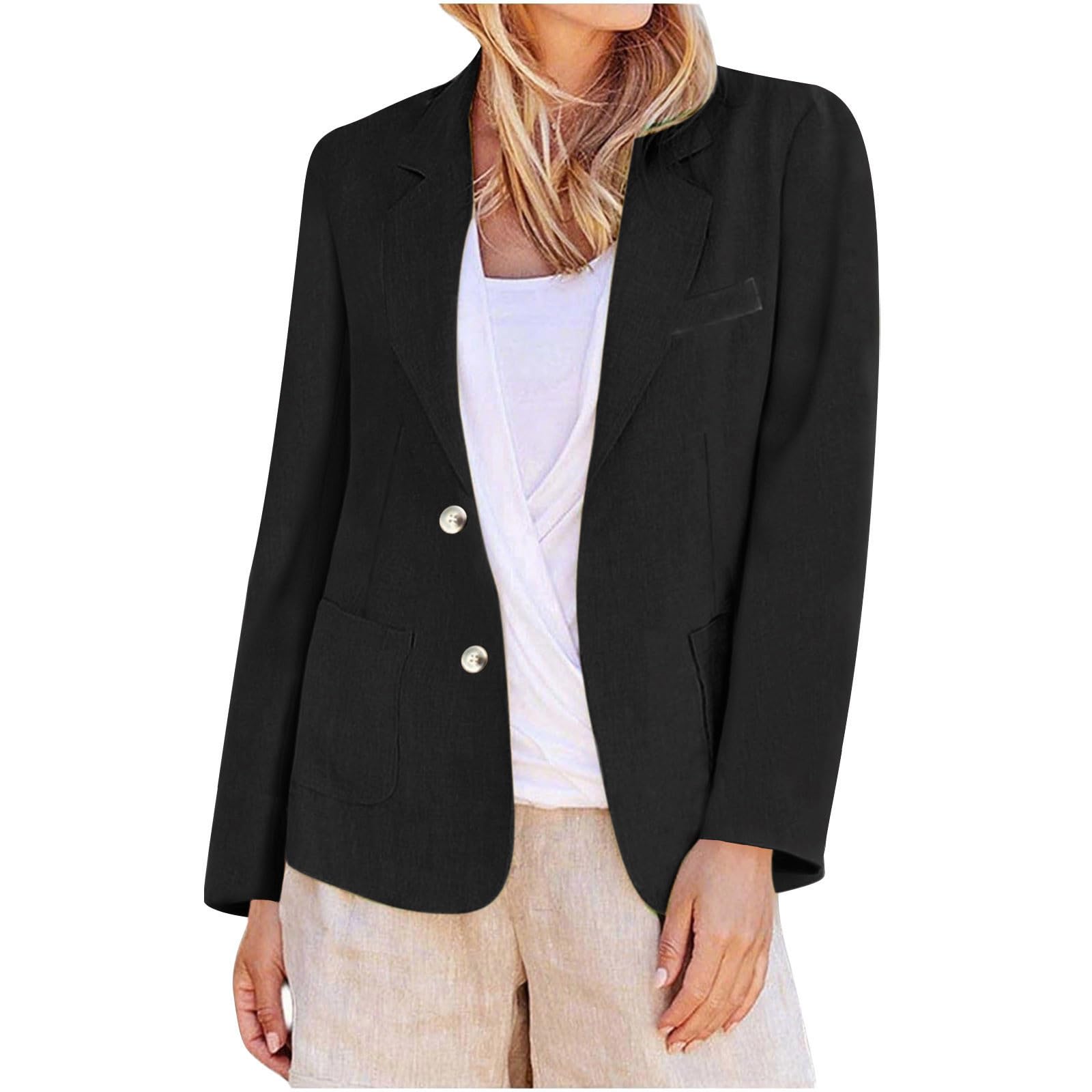 Womens Blazers Suit Jackets Dressy Casual Linen Blazer for Women Business Casual Womens Fall Fashion 2025 Outfits