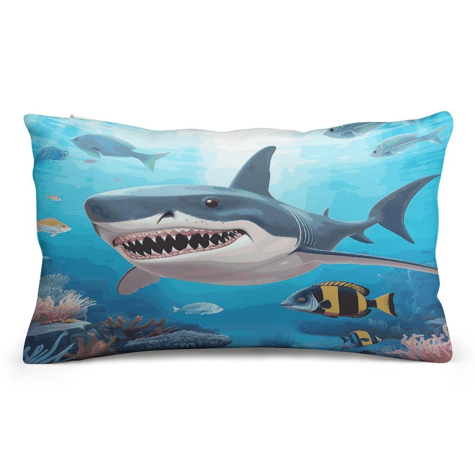 Wsoihfec Style Shark Ocean Theme Throw Pillow Covers Decorative, Pillow Cases Soft Plush, Modern Farmhouse Boho Cushion Cover For Bed Couch Sofa Living Room Spring Decor8 X12