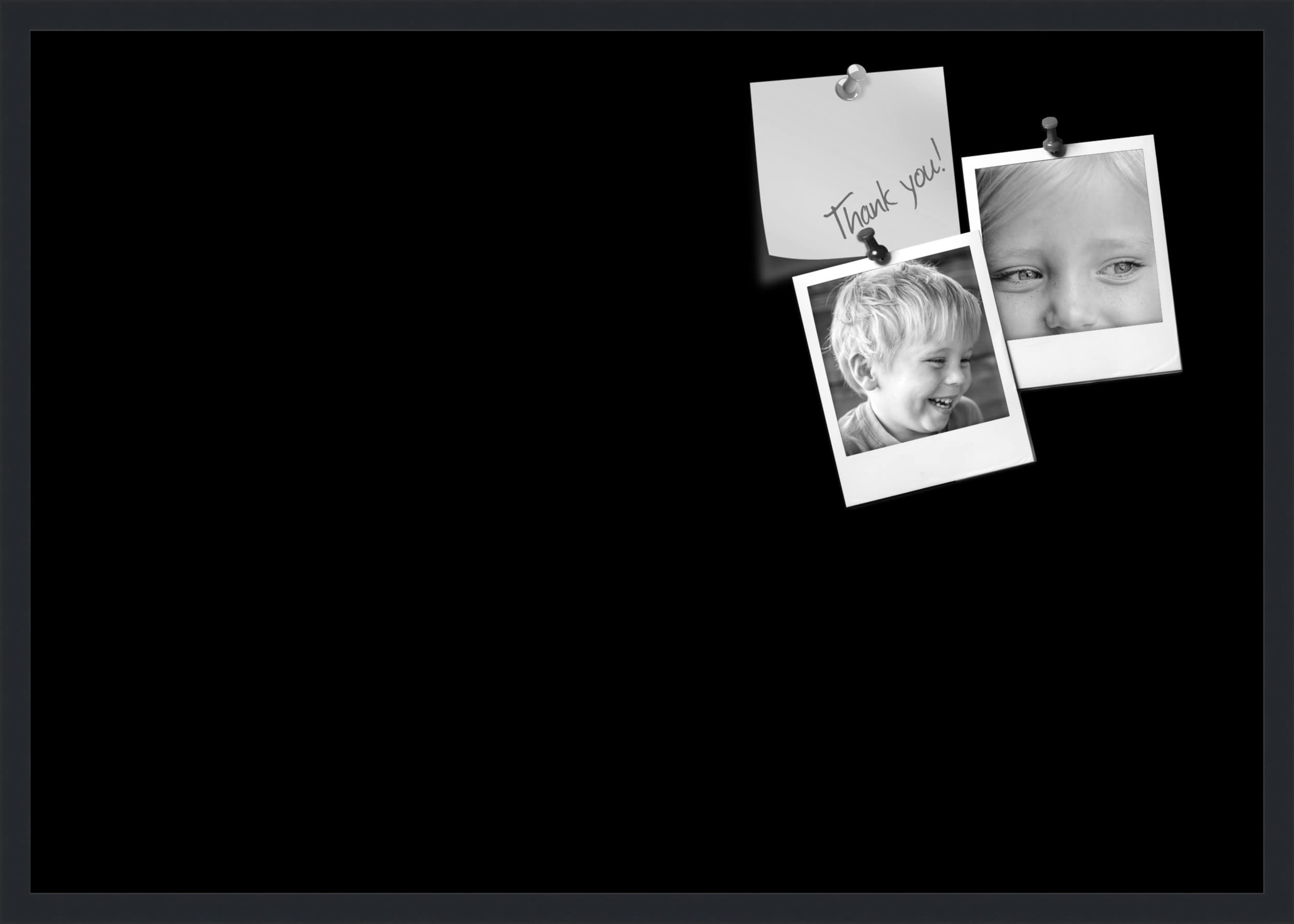 PinPix 40x28 Inch Cork Bulletin Board. This Decorative Framed Pin Board Comes with Solid Black Design and a Satin Black Frame. Ideal for Home Office