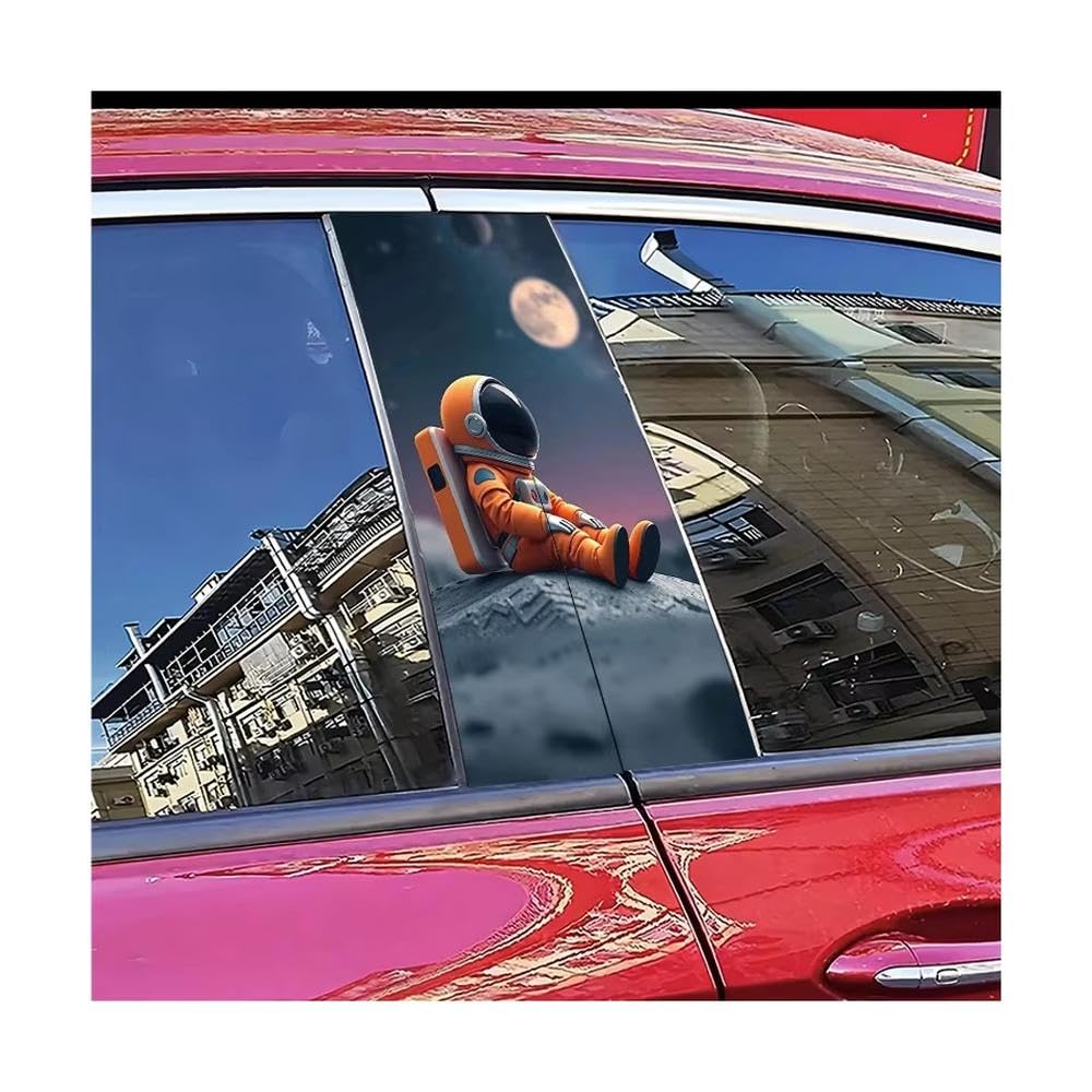 Bertdcx One Color 2Pcs Car Center Pillar Protection Stickers Astronaut Pattern Scratch Resistant Film Auto Parts