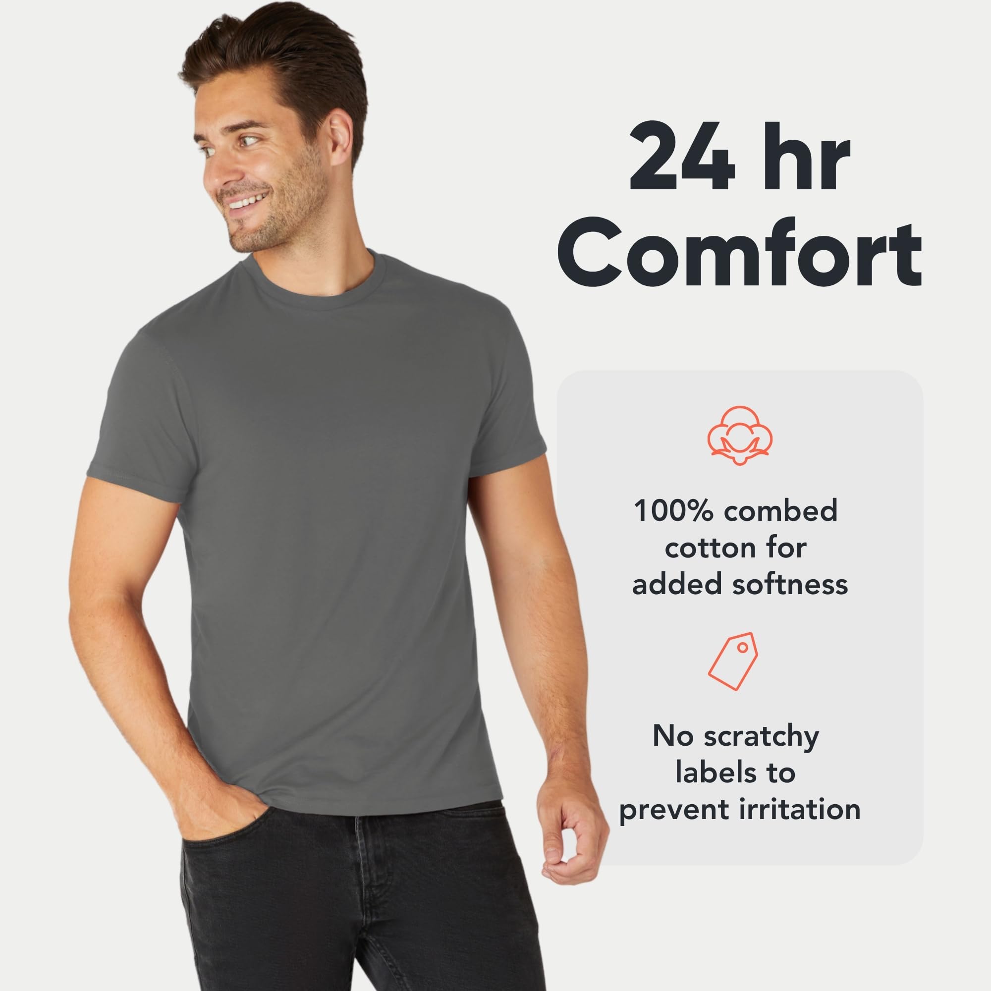 FM London 3/5-Pack Mens T Shirt - Premium Weight T-Shirts for Men with Lightly Fitted Design - Super Soft - Made with 100% Cotton - Stretch Fit for Any Occasion - Durable Comfort Fit - 3