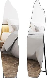 Comprar HOMCOM Espejo de Pie Cuerpo Entero 160x40 cm sin Marco con Soporte Metálico, Espejo de Pie Forma Irregular para Dormitorio, Salón y Entrada, Montaje en el Suelo o Apoyado a la Pared, Negro