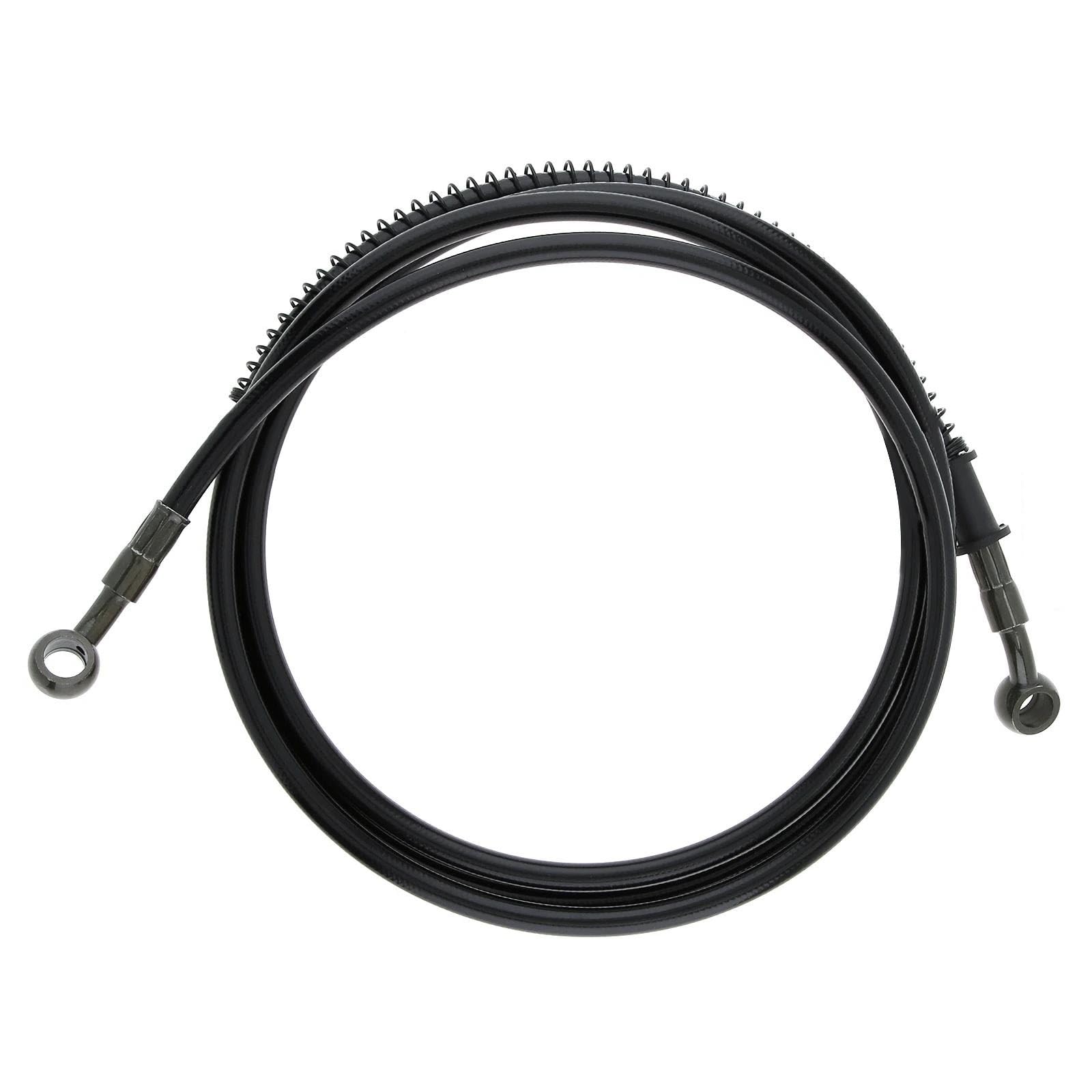 Ksxzw Black- Silver Motorbike Part 1Pc 200Cm Universal Motorcycle Braided Brake Hose Line Steel Cable Hydraulic Pipe(Black- Silver)