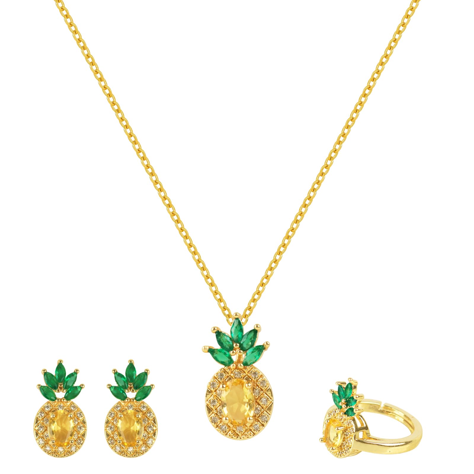 LjFrexia Ananas Schmuckset für Frauen, 3-teiliges Set mit Ha