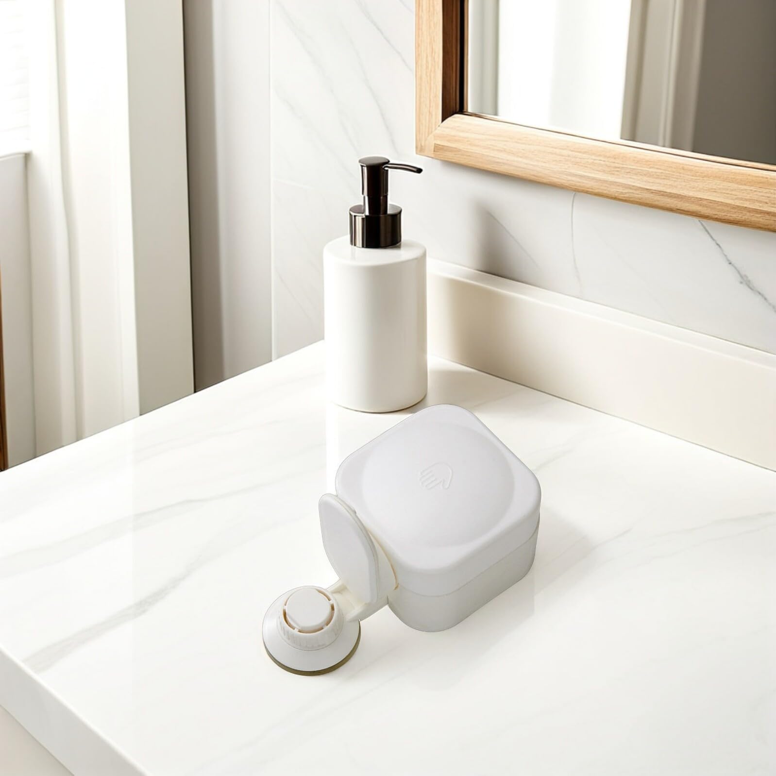 Yardenfun Dispensador Jabón Baño con Ventosa para Champú y Gel Ducha Capacidad Diseño sin Taladro Fácil Presión Montaje Pared para Superficies